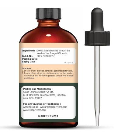  ORGANIC ZING Organic Zing Borage Oil (Borago Officinalis) | Pure and natural carrier oil for skin care hair care and massage 118 ml - Buy Online on GoSupps.com