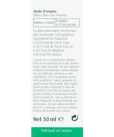 A.VOGEL - Bronchosan - Targeted actions for respiratory health antibacterial activity - Food supplement based on plant extracts: Ivy Thyme Licorice - Bottle 50 ml - Swiss Laboratory - Buy Online on GoSupps.com