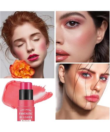 Matte Cream Blush Stick - 3-in-1 Makeup Glow in Rose Pink - 8.00g - Buy Online on GoSupps.com