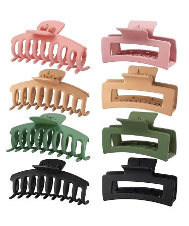 Large Hair Claw Clips 8 Pack, Big Rectangular Claw Clips,2 Styles Big Claw Clips Large Hair Clips Strong Hold for Women, Large Claw Clips For Thick Hair, Large Square Hair Clips, Matte Claw ClipsClaw Clips Warm Color: Pink…