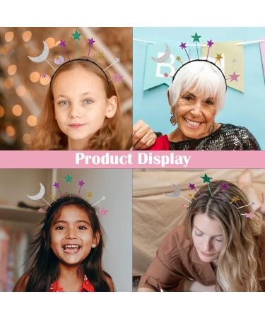 Colourful StarMoon Headband Birthday Party Hair Hoop Glitter Fashion Hair Accessory Wedding Princess Crown Headdress For Birthday Party Cosplay Costume - Buy Online on GoSupps.com