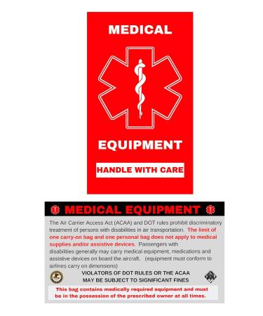 Medical Alert Equipment Luggage Tag - Handle with Care, DOT and ACAA regulations (MELT-112) Quantity (2)