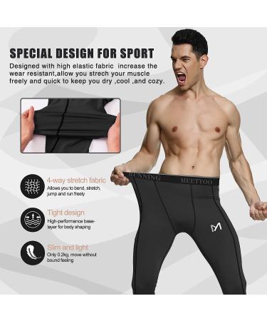MEETYOO Men's Compression Pants Black Medium | Cool Dry Sports Workout Running Tights - Buy Online on GoSupps.com