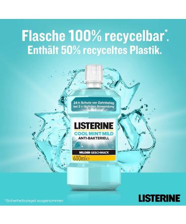 Buy Listerine Cool Mint Antibacterial Mouthwash (6 x 600ml) - Alcohol-Free Essential Oils for Long-Lasting Freshness - International Shipping Available - Buy Online on GoSupps.com
