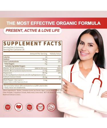Magnesium Glycinate Gummies 400mg with L-Threonate - Sugar Free Potassium Supplement for Cognitive Function & Sleep - 60 Raspberry Gummies - Buy Online on GoSupps.com