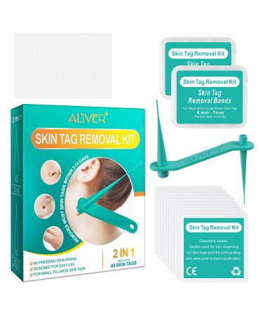 Skin Tag Remover 2 in 1 Skin Tag Removal Kit for Medium/Small/Large (2mm-7mm) Sized Skin Tags Effective & Painless Mole Wart Treatment Tool for Face and Body F Wart Tool Gn