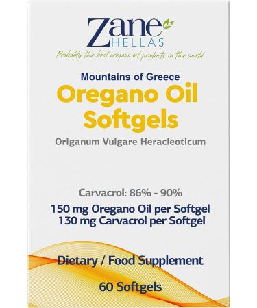 Zane Hellas 130mg Carvacrol & 150mg Oregano Oil Softgels - Highest Concentration, 30% Greek Essential Oil, 120 Capsules - Buy Online on GoSupps.com