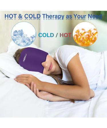 Itherau Migraine Mask | Adjustable 360 Headache Relief Cap | Cold Warm Compress Gel for Sinus & Eye Swelling - Purple - Buy Online on GoSupps.com