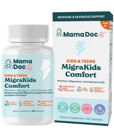 MamaDoc Rx MigraKids Comfort | Riboflavin Magnesium & CoEnzyme Q10 | Pediatric Science-Backed Migraine Support | Kids and Teens Ages 6+ | 120 Capsules