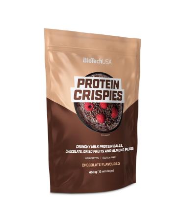 BioTechUSA Protein Crispies | Petit-d jeuner hyperprot in | Copeaux de chocolat | Fruits secs et morceaux d'amandes | Sans gluten 450 g Chocolat