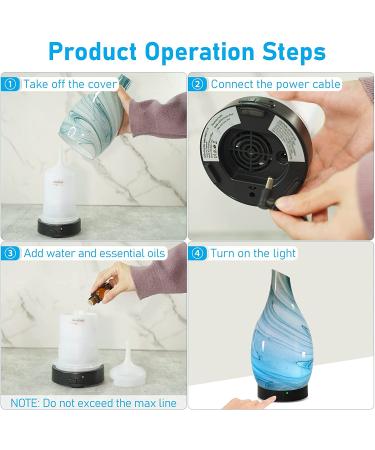 Blue Ink 100ML Ultrasonic Aromatherapy Diffuser with LED Light - Electric Essential Oil Humidifier for Home Office Yoga Spa - Buy Online on GoSupps.com