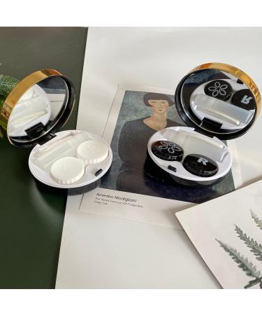 Contact Lens Container Set with Mirror - Travel Solution with Remover Tool & Tweezers - 2 Pieces Black | International Shipping Available - Buy Online on GoSupps.com