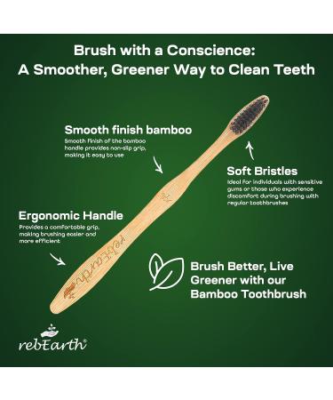 Bamboo Aesthetic Toothbrush Wood Set of 10 | Ultra Soft Bristles | Charcoal Infused | American Brand | Upgrade Hygiene & Reduce Waste | Earth Friendly - Buy Online on GoSupps.com
