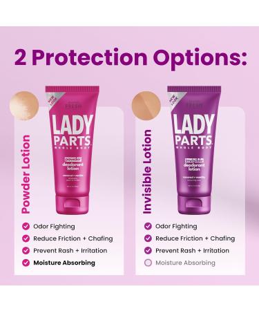 Lady Parts Whole Body Deodorant Lotion for Women | Aluminum Free & Lightly Scented | 4oz (2PK) - Stop Odor & Stay Fresh for Privates & Full Body - Buy Online on GoSupps.com