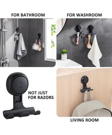 LEVERLOC Suction Cup Shower Razor Holder Shower Razor Hooks for Bathroom 2 Pack Black Black Suction Razor Holder - Buy Online on GoSupps.com