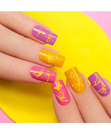 1400 Pieces Gold Butterfly Nail Design Stickers - 3D Metallic Nail Decals with Storage Box for Women & Girls - DIY Nail Decoration - Buy Online on GoSupps.com