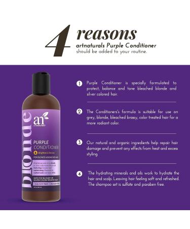 Artnaturals Purple Conditioner for Blonde Hair (12 Fl Oz) - Sulfate-Free Formula for Bleached, Color-Treated, and Silver Hair - Protects, Balances, and Tones - Buy Online on GoSupps.com