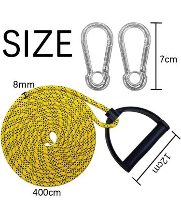 Rurizhongtian Sledge Rope with Carabiner - 4m Sled Rope with Handle for Easy Sled Pulling | Durable Sledge Line for All Your Outdoor Adventures - Buy Online on GoSupps.com