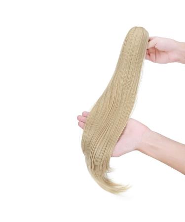 55 cm Curly Clip-In Ponytail Extensions | Wavy Synthetic Hair for Women - Dark Blonde & Bleach Blonde Mix - Buy Online on GoSupps.com