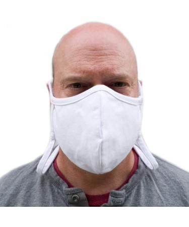Buttonsmith White Adult XL Cotton Adjustable Face Mask - Made in USA | Premium Quality Comfortable Fit International Shipping - Buy Online on GoSupps.com