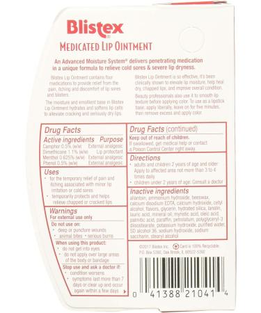 Blistex Lip Ointment Medicated 0.35 oz (Pack of 3) - Soothes and Protects Dry Lips - Buy Online on GoSupps.com