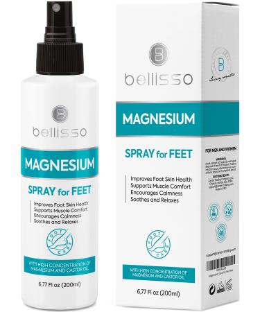 Magnesium Spray for Feet - With Castor Oil- Topical Foot Application for Women Men Kids and Adults - Extra Strength with Magnesium Chloride for Leg Spasms Muscle Cramps and Restless Legs
