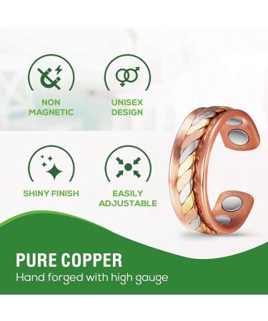 ENERCOPPEX 3500 Gauss Magnetic Arthritis Copper Ring - 99.99% Pure Copper Health Jewelry with 4 Magnets for Joint Pain Relief & Improved Blood Circulation - Buy Online on GoSupps.com