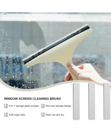 Buerfu Window Screen Cleaner Brush 4-in-1 Cleaning Brush For Window Screen Wet And Dry Dual-Use Window Cleaner Tool Pet Hair Brush Door Window Broove Clean Sponge Refill Pack 3 Pieces - Buy Online on GoSupps.com