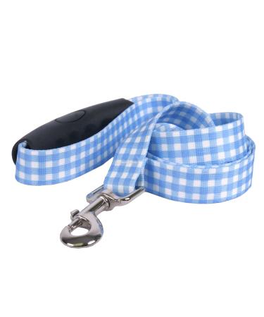Southern Dawg Gingham Blue Dog Leash with Comfort Grip Handle 1" x 60" (5 feet) Long