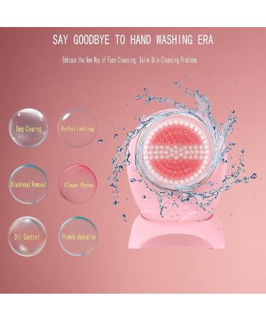 JUNLUNCE Rechargeable Facial Cleansing Brush | IPX7 Waterproof with 4 Brush Heads | Silicone Anti-Static Lifting Massaging | Deep Pore Cleansing | Pink - Buy Online on GoSupps.com