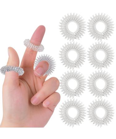 8 pieces acupressure rings set acupressure ring for finger massage ring arthrorooller anti stress sensory finger massage ring massage rings for stress reduction and promotion of blood circulation 8 pieces - silver - Buy Online on GoSupps.com