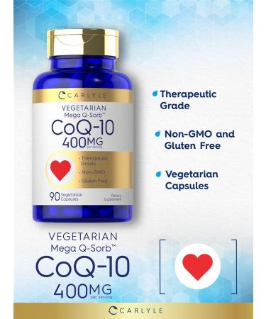 Carlyle CoQ10 400mg - 90 Vegetarian Non-GMO Gluten Free Supplements for Heart Health - Buy Online on GoSupps.com