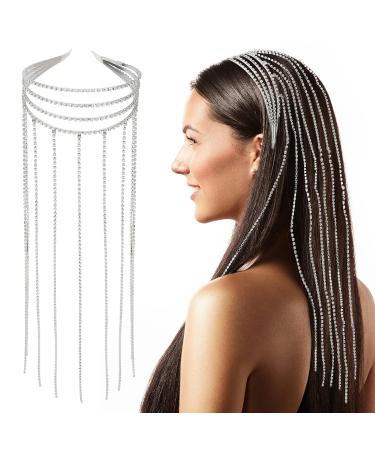 ORYOUGO Bling Rhinestone Tassel Headband - Sparkling Crystal Hair Band with Long Punk Chains for Women and Girls - Buy Online on GoSupps.com