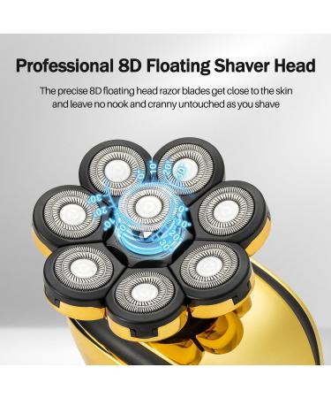Best Head Shavers for Bald Men - 8D Rotary Electric Shaver & Beard Trimmer Kit (Golden - Buy Online on GoSupps.com