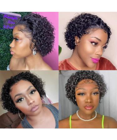 Short Curly Lace Front Pixie Cut Wig for Black Women - 150% Density Human Hair - HD Glueless Pre Plucked 13x1 Lace Front Wig - Natural Black - Buy Online on GoSupps.com
