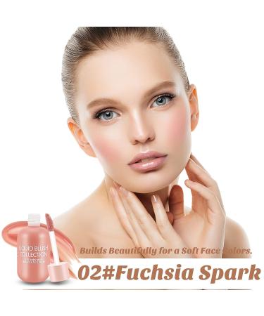 Boobeen Natural Liquid Blush Makeup - Velvet Mousse Cheek Blusher for Long-lasting Soft Color - Moisturizing Formula - Fuchsia Spark (02) - Buy Online on GoSupps.com