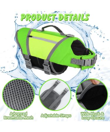Emust Dog Vest - Lightweight Life Jacket for Small Dogs | Stylish XS Green with Rescue Handle & Reflective Stripes for Swimming Boating & Kayaking - Buy Online on GoSupps.com