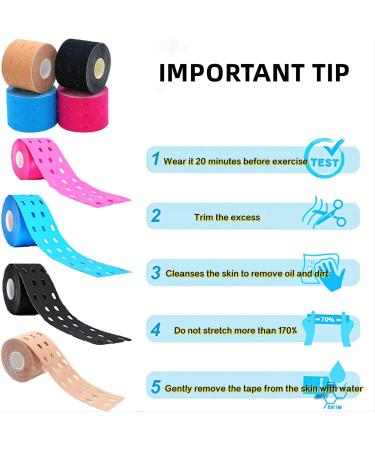 Waterproof Kinesiology Tape - 4 Rolls - Joint Support & Muscle Pain Relief - 16.4ft Elastic Tape for Any Activity - Buy Online on GoSupps.com