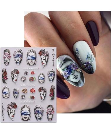 JMEOWIO 6 Sheets 3D Embossed Spring Flower Nail Art Stickers Decals Self-Adhesive 5D Colorful Summer Floral Nail Supplies Nail Art Design Decoration Accessories - Buy Online on GoSupps.com