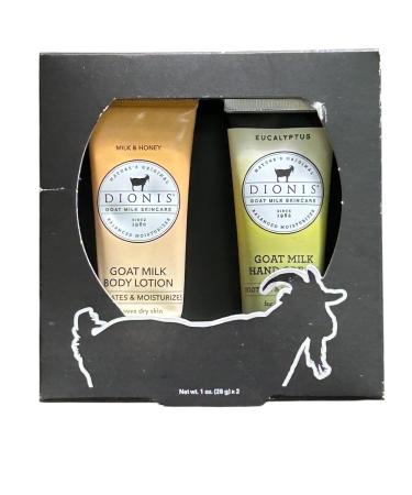 Dionis Goat Milk Skincare Set Milk and Honey Body Lotion with Eucalyptus Hand Cream 2-Piece Gift Set