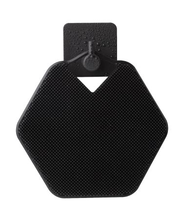 Silicone Body Scrubber with Storage Hook for Shower and Bathroom Accessories  Easy to Clean  Reusable  Cleansing Brush for Deep Body Cleansing and Exfoliation  Bathing  Hair Washing  Etc.(Black) Black/Hexagon