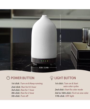 Gooamp 100ML Ceramic Diffuser with 7 Color Lights and Auto Shut Off Deep Wood Grain Base, Ideal for Aromatherapy in Home, Office, and Room - Buy Online on GoSupps.com