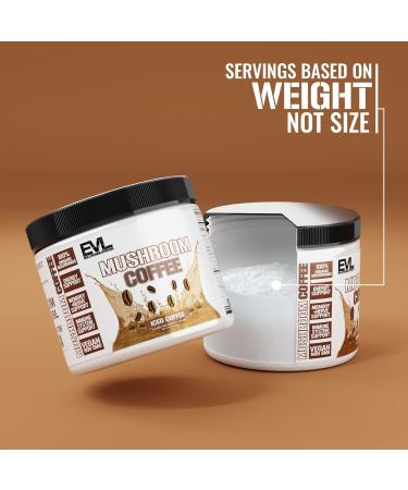 Evlution Nutrition Mushroom Coffee - Energy Nerve & Immune System Support - 100% Organic Reishi Shiitake Lions Mane & Turkey Tail Mushroom Powders - Vegan & Non-GMO - 20 Servings - Iced Coffee - Buy Online on GoSupps.com