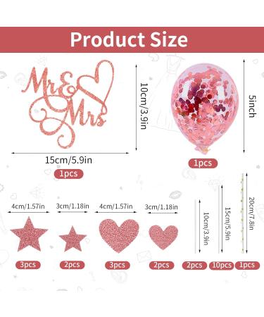 Wedding Cake Toppers Mr & Mrs Cake Topper With Rose Gold Heart Star Balloon Bride and Groom Wedding Topper for Cakes for Wedding Bridal Engagement Party Cake Cupcake Decoration - Buy Online on GoSupps.com