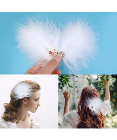 MWoot 4-Piece White Spring Fascinators Hair Clips | Handmade Feather Headdresses with Rhinestones | Stylish Hair Jewelry for Women & Girls | Perfect Party Hairpins - Buy Online on GoSupps.com