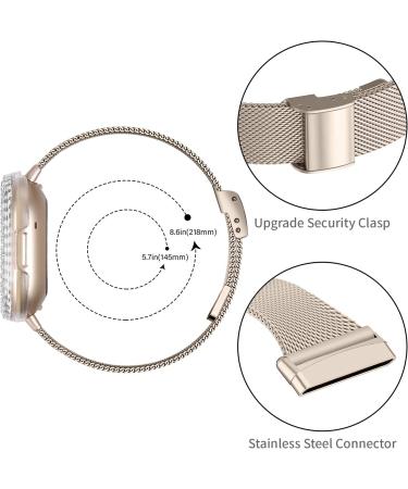 Joyozy Slim Metal Bands for Fitbit Versa 3&Sense - Stainless Steel Wristbands with Bling Case (Champagne Gold) - Buy Online on GoSupps.com