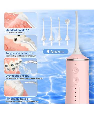 Portable Cordless Electric Water Flosser - USB Rechargeable Dental Flosser with 4 Modes - Pink Oral Irrigator for Travel & Home - Buy Online on GoSupps.com