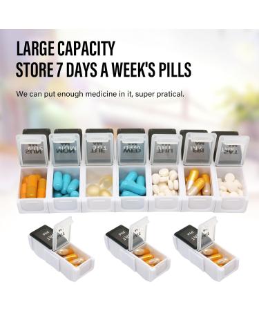 Weekly Pill Organizer - 7-Day Detachable Pill Box for Vitamins Fish Oil & Medications - Travel Friendly Black & White Design - Buy Online on GoSupps.com