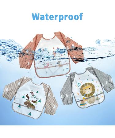 Shop LISOPO Baby Bibs - Waterproof Sleeved Bibs for 6-36 Months | 3pcs Washable & Durable - Buy Online on GoSupps.com