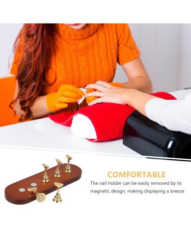 Baluue Nail Stand for Press on Nail Holder for Painting Nails Wood Nail Display Stand for False Nail Tip Manicure Tool Nail Art Display Home Salon Gold - Buy Online on GoSupps.com